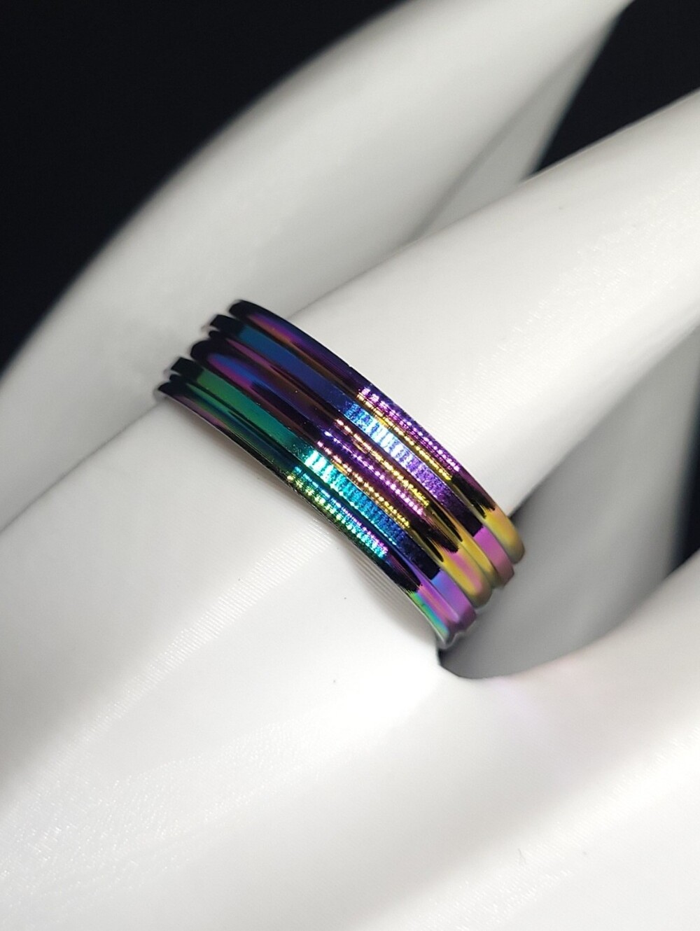 $1 | 11 | Grooved Iridescent Wide Band Ring